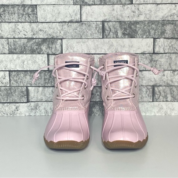New Sperry Youth 3 Pink SaltWater Duck Boots Waterproof - Picture 2 of 8